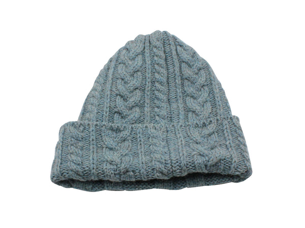 Light Blue Cable Knit Watch Cap - Fine And Dandy