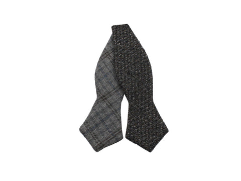 Grey Check & Donegal Tweed Reversible Bow Tie - Fine And Dandy