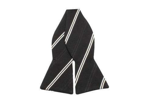 Black & White Striped Silk Bow Tie - Fine And Dandy