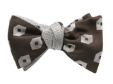  Silver & Brown Deco Reversible Bow Tie - Fine And Dandy