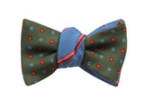 Green Florette & Striped Reversible Bow Tie - Fine And Dandy