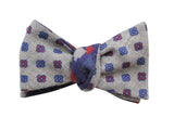 Navy & Grey Florette Reversible Wool Bow Tie - Fine And Dandy