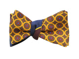 Gold Medallion & Striped Reversible Bow Tie - Fine And Dandy