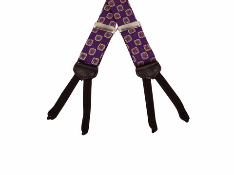 Purple Medallion Suspenders - Fine And Dandy