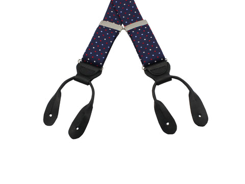 Red, White, & Blue Polka Dot Suspenders - Fine And Dandy