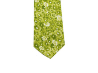Pear Green Floral Cotton Tie - Fine And Dandy