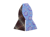 Violet Floral & Check Reversible Bow Tie - Fine And Dandy