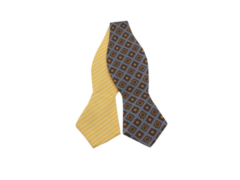Florette & Golden Striped Reversible Bow Tie - Fine And Dandy