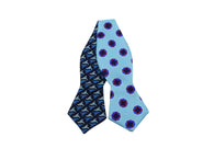 Sky Blue Patterned Reversible Bow Tie - Fine And Dandy
