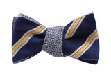 Blue Florette & Striped Reversible Bow Tie - Fine And Dandy