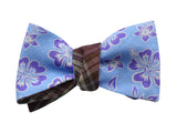 Violet Floral & Check Reversible Bow Tie - Fine And Dandy