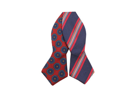 Red Medallion & Striped Reversible Bow Tie - Fine And Dandy