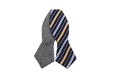 Grey & Navy Striped Reversible Bow Tie - Fine And Dandy