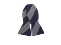 Grey & Navy Striped Cashmere Blend Bow Tie - Fine And Dandy