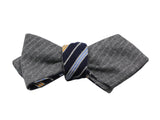 Grey & Navy Striped Reversible Bow Tie - Fine And Dandy