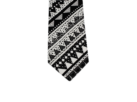Black Triangle Print Cotton Tie - Fine And Dandy