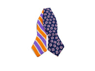 Orange & Purple Striped & Florette Reversible Bow Tie - Fine And Dandy