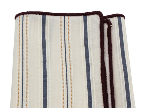 Ivory Striped Cotton Pocket Square - Fine And Dandy