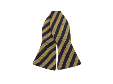 Gold & Navy Striped Cashmere Bow Tie - Fine And Dandy