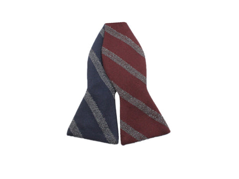 Navy & Burgundy Striped Reversible Bow Tie - Fine And Dandy