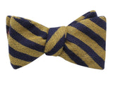 Gold & Navy Striped Cashmere Bow Tie - Fine And Dandy