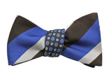 Blue & Silver Florette & Striped Reversible Bow Tie - Fine And Dandy