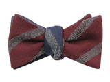 Navy & Burgundy Striped Reversible Bow Tie - Fine And Dandy