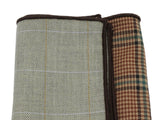 Moss & Tan Check Panelled Pocket Square - Fine And Dandy