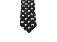 Black & White Geometric Silk Blend Tie - Fine And Dandy