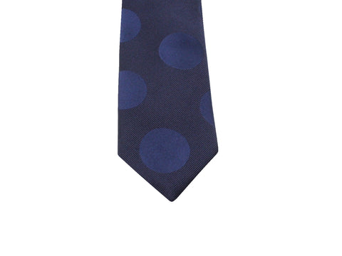 Navy Tonal Polka Dot Silk Tie - Fine And Dandy