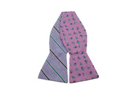 Pastel Striped & Floral Reversible Bow Tie - Fine And Dandy