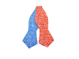 Blue & Burnt Orange Floral Reversible Bow Tie - Fine And Dandy