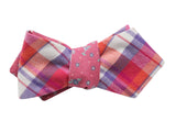 Plaid & Pink Floral Reversible Bow Tie - Fine And Dandy