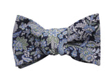 Navy Paisley Floral Cotton Bow Tie - Fine And Dandy