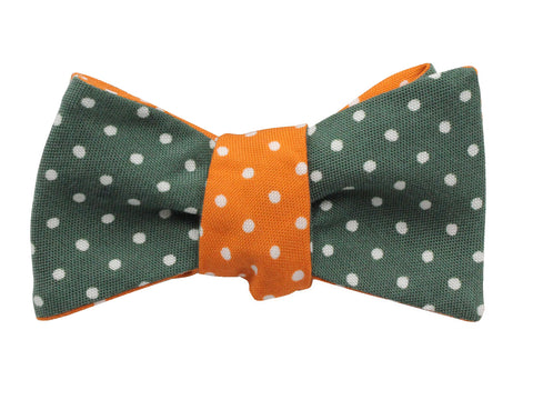 Green & Orange Polka Dot Reversible Bow Tie - Fine And Dandy