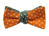 Green & Orange Polka Dot Reversible Bow Tie